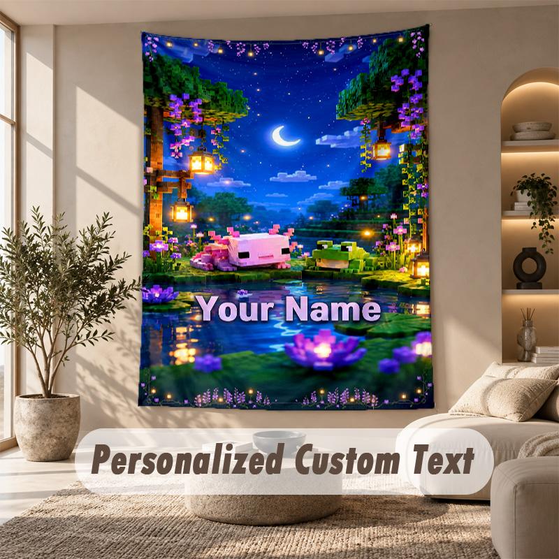 Minecraft Tapestry, Personalized Custom Text, Wall Hanging Tapestry For Living Room Home Wall Decor
