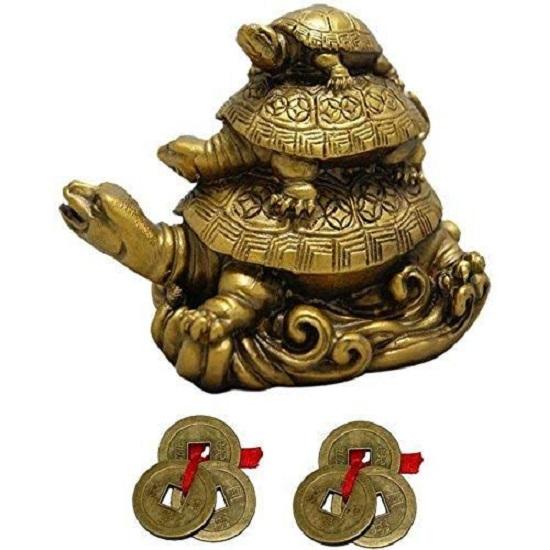 Three Tortoise with 2 Lucky Coin Set Idol, Standard