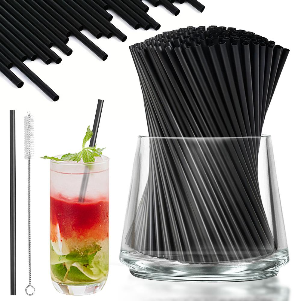 Cocktail Straw with Straw Brush Beverage Drink Tube Flexible Plastic Straw Wedding Party Supplies