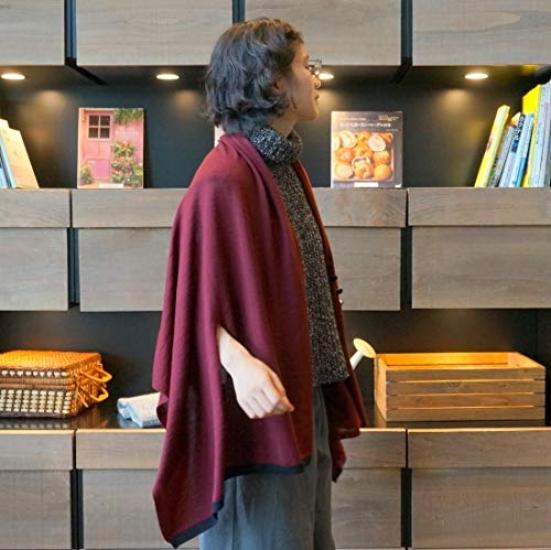 Осеннее пончо-шаль Нико цветов Киноми из мериносовой шерсти, стильное для женщин [Saifuku Co., Ltd.] (5 в наличии) Кардиган, Толстый, Накидка на осень/зиму, (Мокко) #07