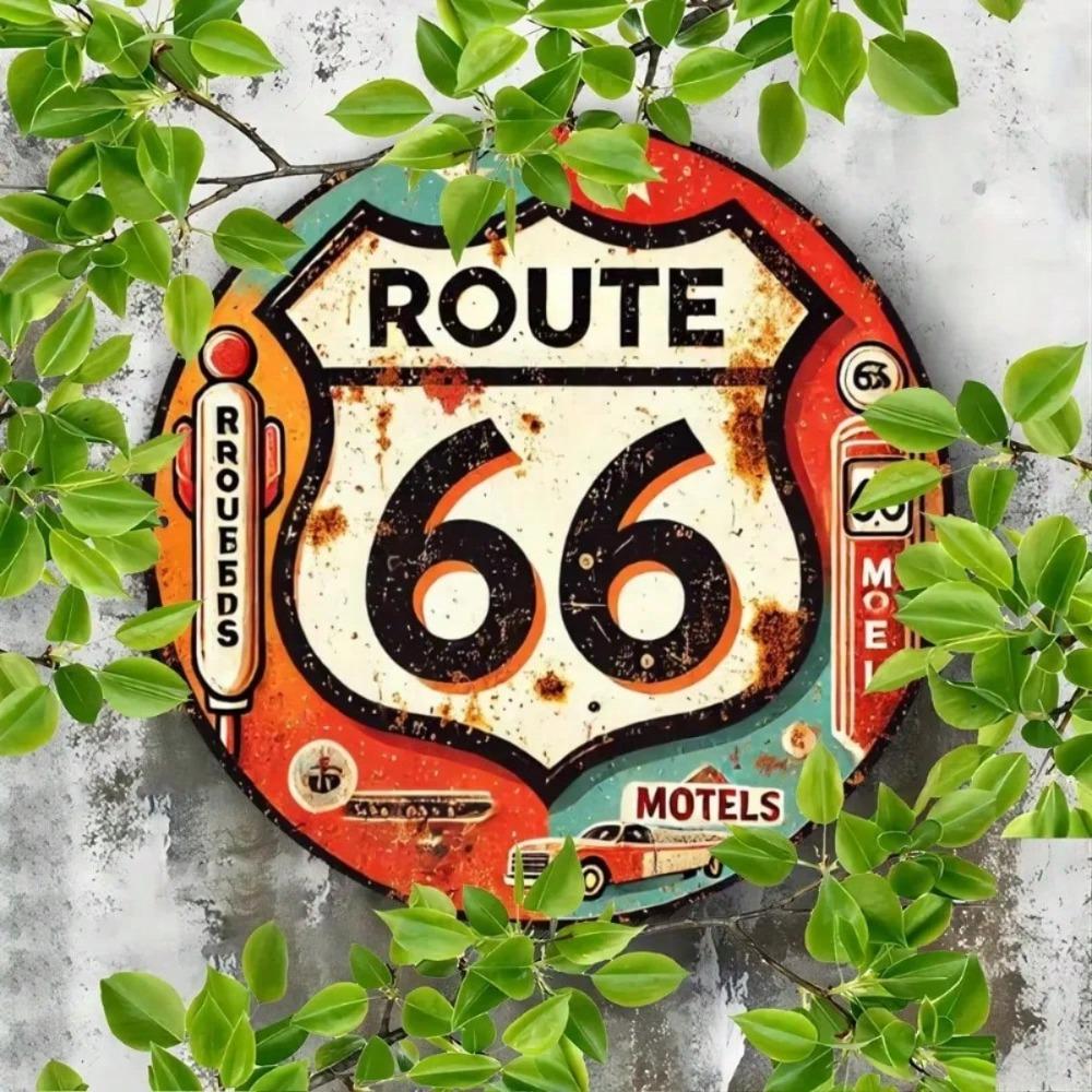 Винтажная металлическая табличка Route 66, Настенный декор для гостиной