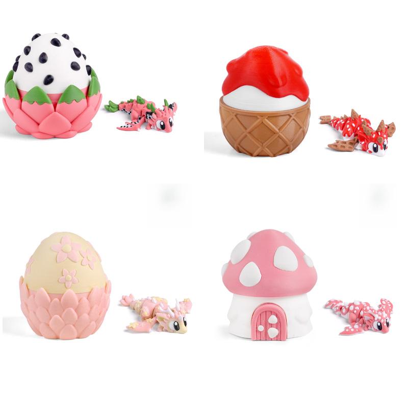 Нетоксичные 3D-печатные милые и забавные ornaments из пластика в виде плода питахайи, дракона и яйца дракона. Настольные украшения, скульптуры. Праздничный подарок.