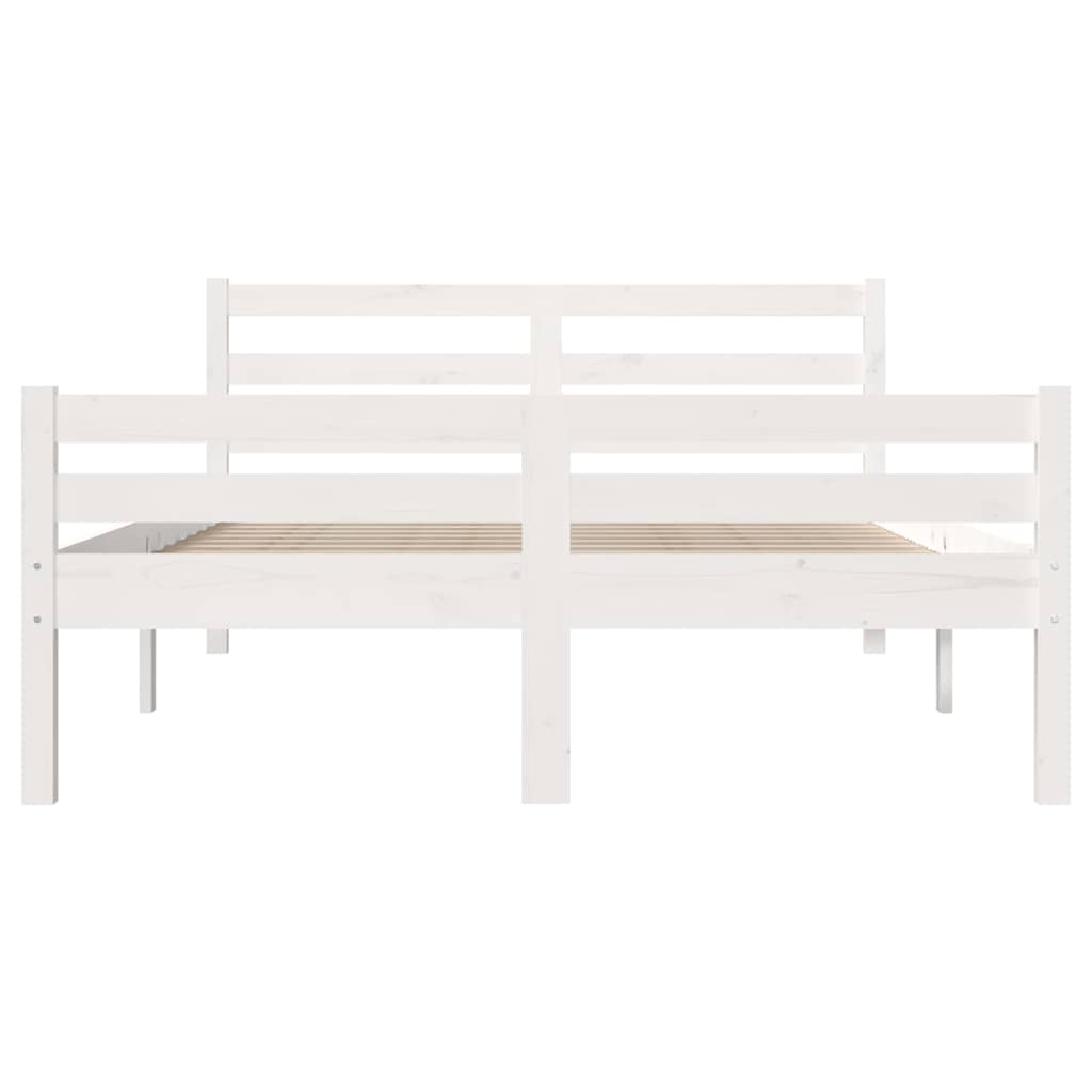 Vidaxl Rama Łóżka, Biała, Lite Drewno, 135X190 Cm, Podwójna
