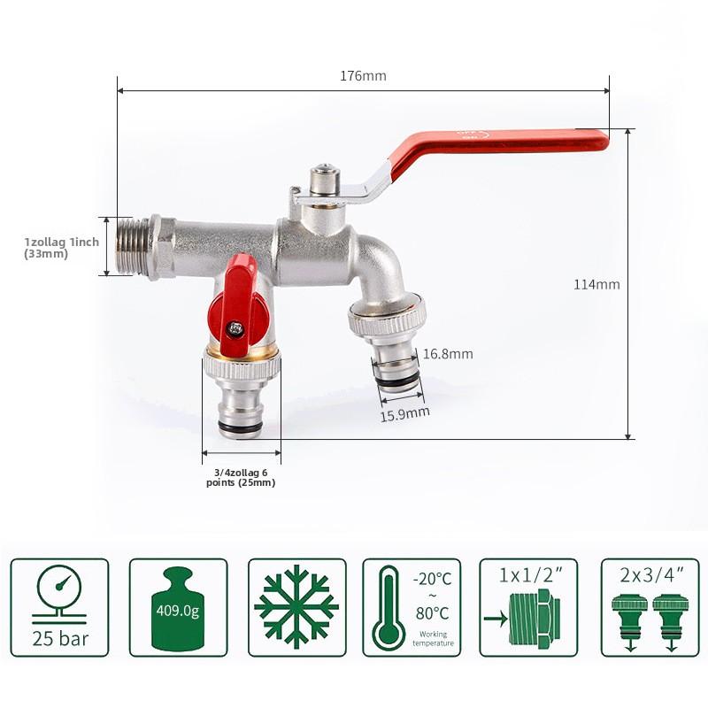 1PC Red handle 1/2 "" 3/4" "IBC Tank Metal Water Tap with S60 Coarse Thread 1-2 Way Adapter Ball Valve Garden Supplies Irrigati