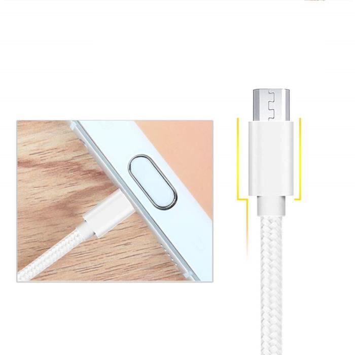 Лот 3 Кабеля для Sony Xperia XA ULTRA,X PERFORMANCE,Z1,Z2,Z3,Z5,Z5 COMPACT,M4 AQUA-Кабель USB Нейлоновая Оплетка Серебристый Белый[Phonillico®