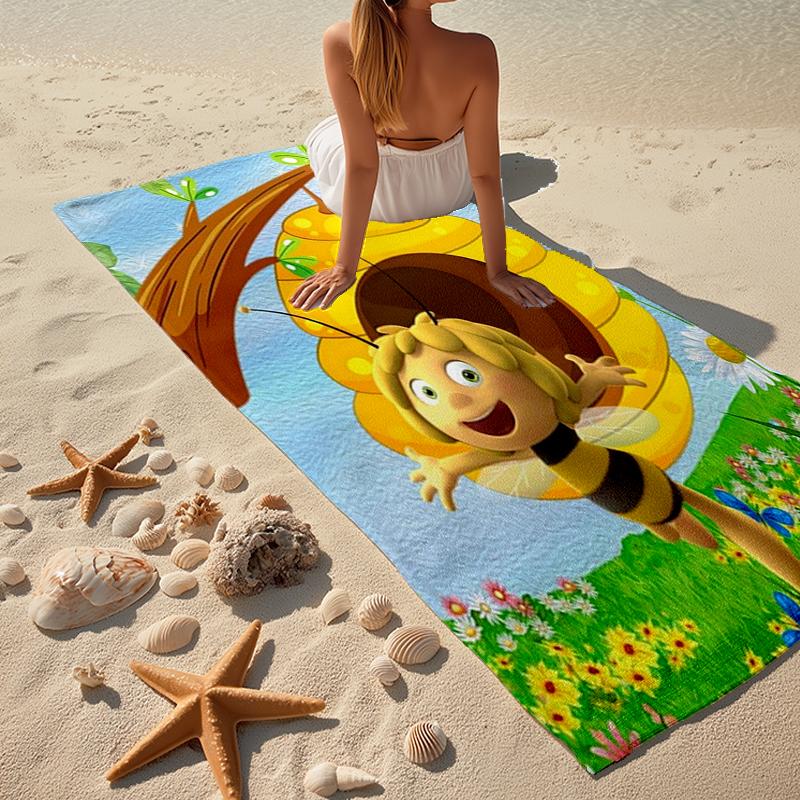 Ultra-Soft Beach Towel with Maya the bee Theme,Ideal for Pool - Camping, Diving - Perfect Travel Essential, Vibrant Beach Towel.