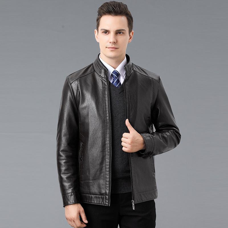 Куртка из натуральной кожи мужская меховая цельнокроеная для молодежи и среднего возраста бархатная утолщенная воротник-стойка куртка из натуральной кожи для мужчин