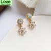 Новые корейские элегантные изысканные серьги для девочек в стиле ретро-барокко со стразами и цветами, клипсы без пирсинга