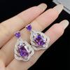 BELLA BOX High-end Deep Purple Square Zircon Pear Hollow Heart Women's Necklace Ring Set