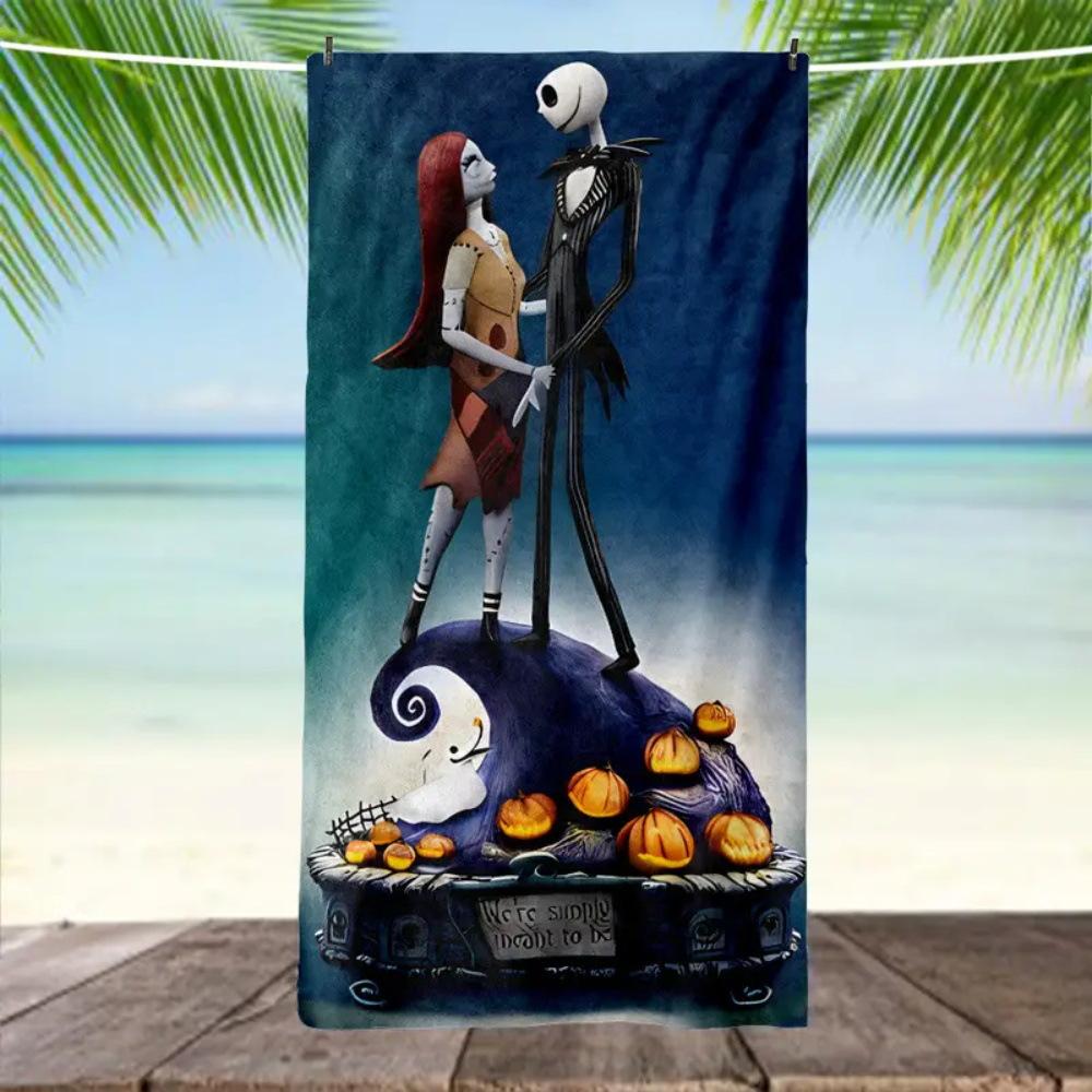 Horror Skull Beach Towel Adult Halloween Bath Towel European And American Quick Drying Bath Towel Halloween Absorbent Beach Towel