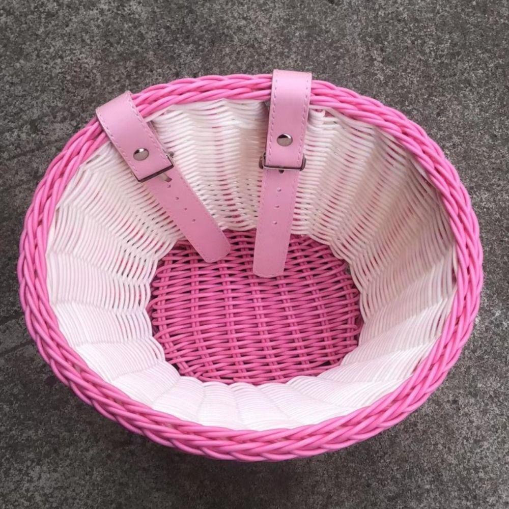 Плетеная корзина для велосипеда, регулируемые кожаные ремни, корзина на руль для велосипеда, детские и взрослые велосипеды