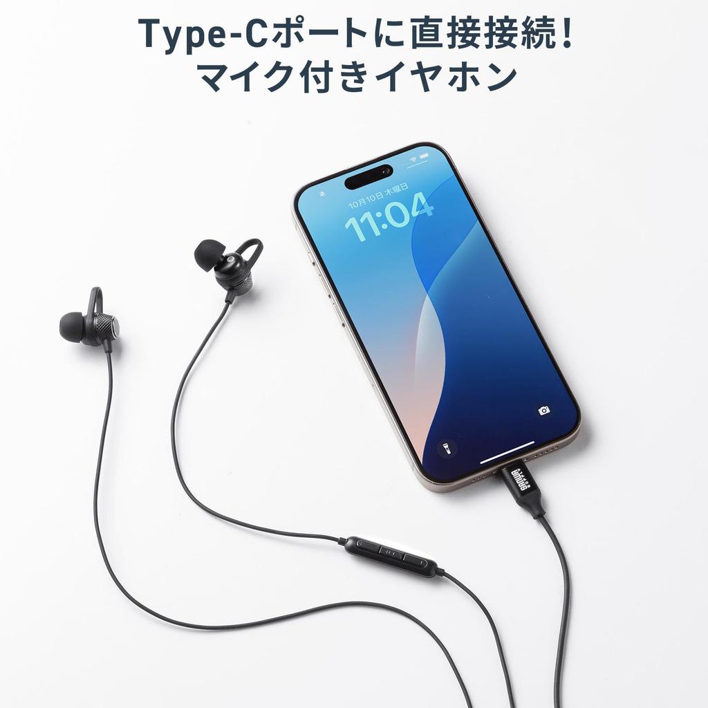 Sanwa Supply USB Type-C Наушники с микрофоном (черный) MM-HSTC05BK
