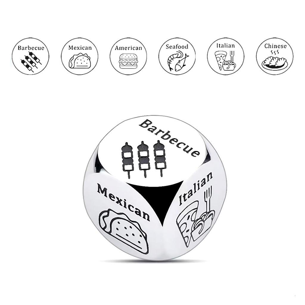 Stainless Steel Food Decision Dice for Couples - Indecisiveness Gift