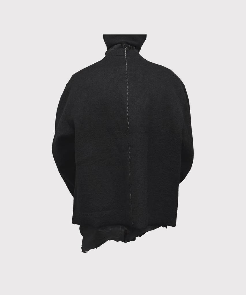 Minus Cut Off 1B Cardigan(Needle Shaggy Mohair) - Black