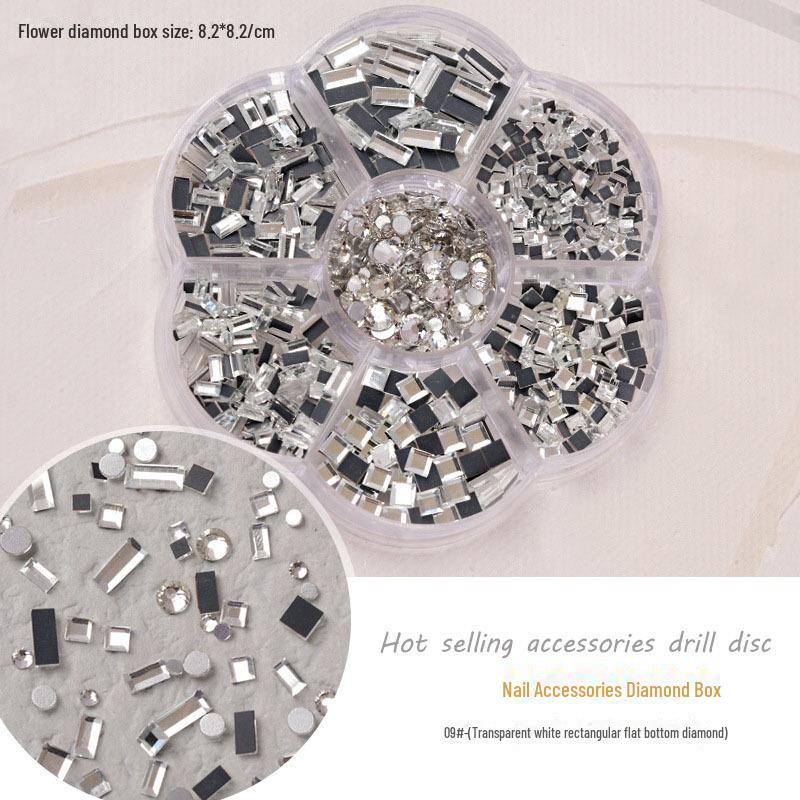 Набор для дизайна ногтей 7-Grid Mixed Set: Аксессуары в виде банта, медведя Авроры, бабочки, стразов, жемчуга и бриллиантов