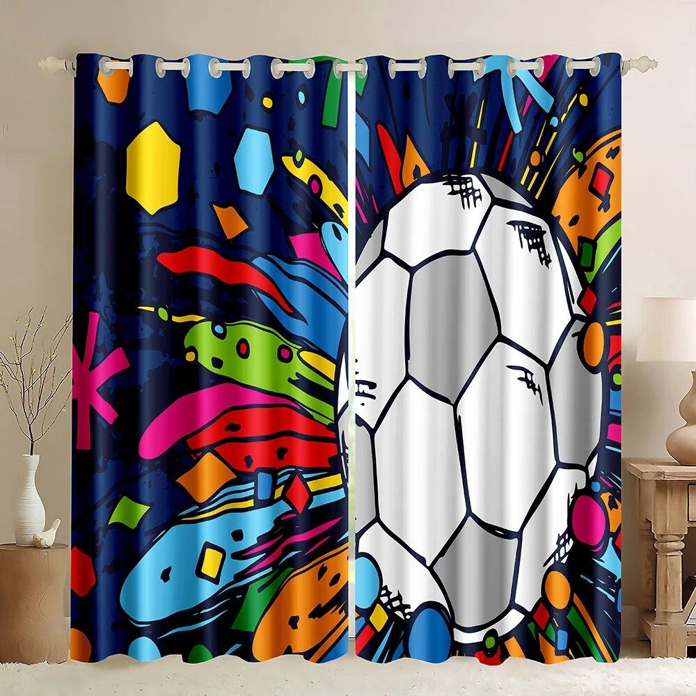 Футбольная серия, оконные шторы с узором, спортивная тема, тонкие шторы, портьеры для гостиной, спальни, детской комнаты для мальчиков, домашний декор 2023