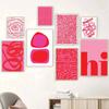 Абстрактный Розовый Красный Линия Современный Набор из 8 Постеров Принтов Привет Холст Живопись Трендовая Галерея Настенного Искусства Гостиная Домашний Декор