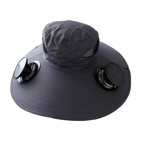 Широкополая шляпа-веер с солнечной батареей для мужчин и женщин, защита от ультрафиолета, уличное панама с 2 встроенными вентиляторами для пешего туризма, кемпинга, рыбалки