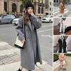 Women's Woolen Lapel Jacket Long Sleeve Coat with Front Pockets Casual Outerwear Female Overcoat for Autumn Winter Daily Wear