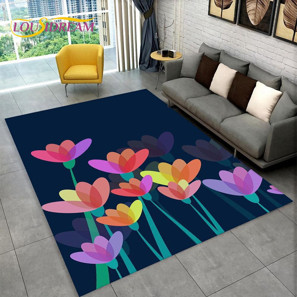 3D Nordic Luxury Flower Floral Area Rug Large, ковер для дома, гостиной, спальни, дивана, коврика для двери, декора, детские нескользящие коврики