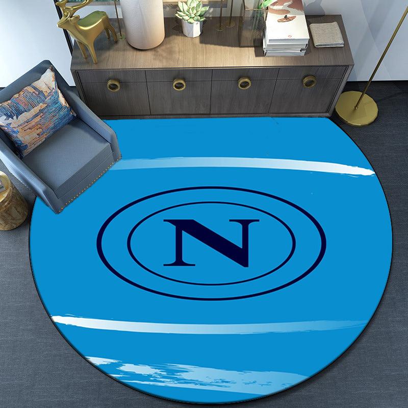 Napoli Football Club Emblem Round Rug for Livingroom,Bedroom, Palyroom, Chair Rug, Area rug, Circle Carpet, Large Size Fan Christmas gift