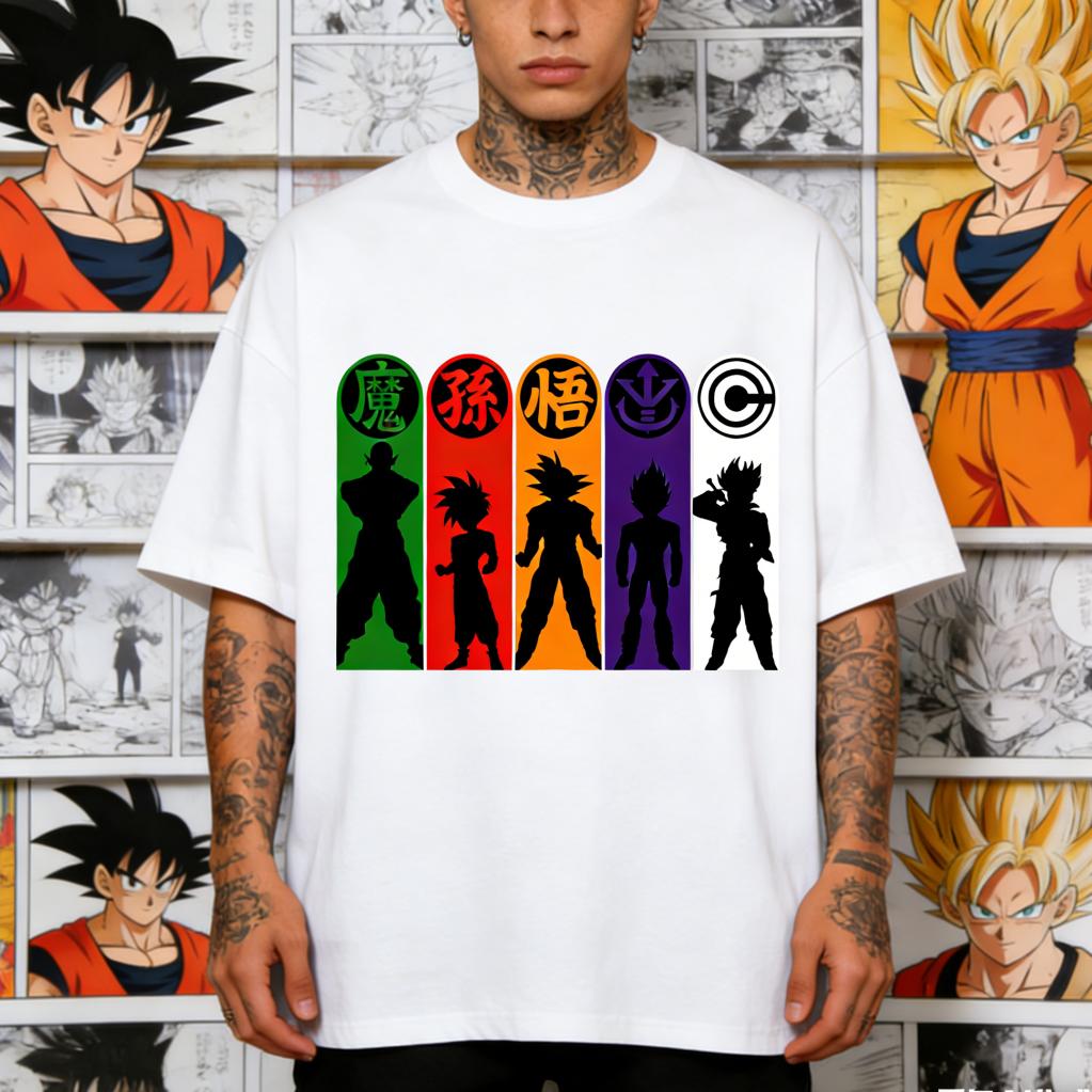 T-shirt printed with Dragon Ball Z anime character silhouette, T-shirt for men and women, Sports T-shirt for men, Summer T-sh