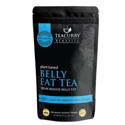 Чай для сжигания жира на животе TEACURRY (100 грамм россыпью, черный мешочек) - Плоский живот без кофеина, помогает избавиться от жира на животе | 100% натуральный