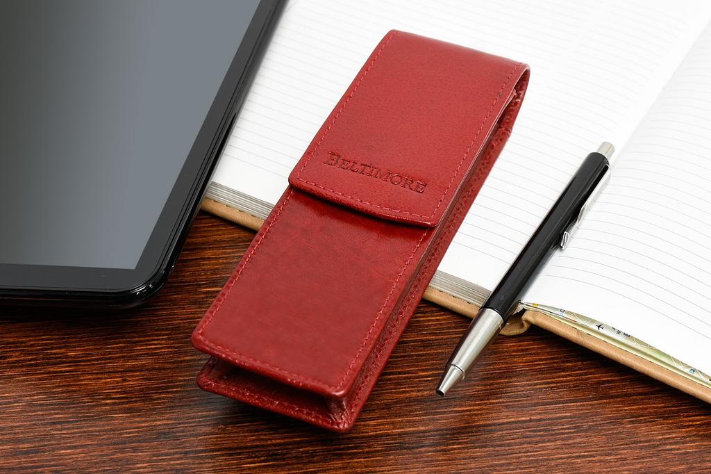 Beltimore G91 Red Leather Large Capacity Pen Case