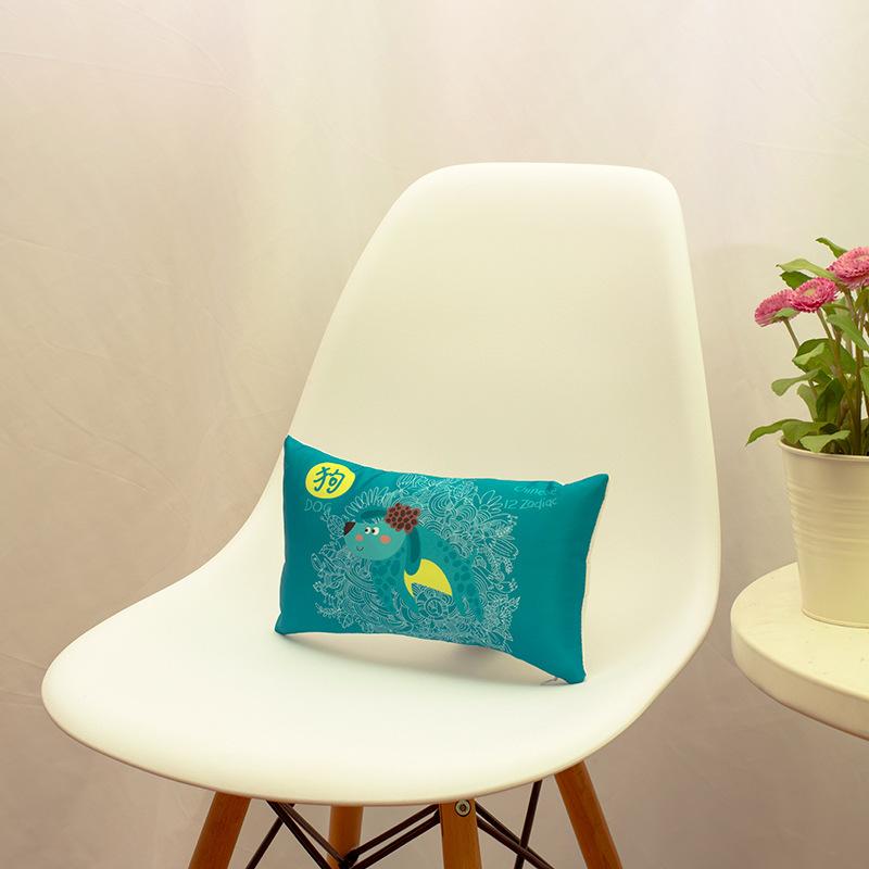 Двенадцать знаков зодиака, сатиновый принт, подголовник для автомобиля, мультяшный, удобный, подушка для поясницы из ПП-хлопка, домашняя подушка