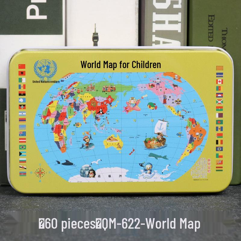 60-Piece Cartoon Puzzle Tin Box for Toddlers Aged 3-6 – Early Education and Intellectual Development Toy for Boys and Girls