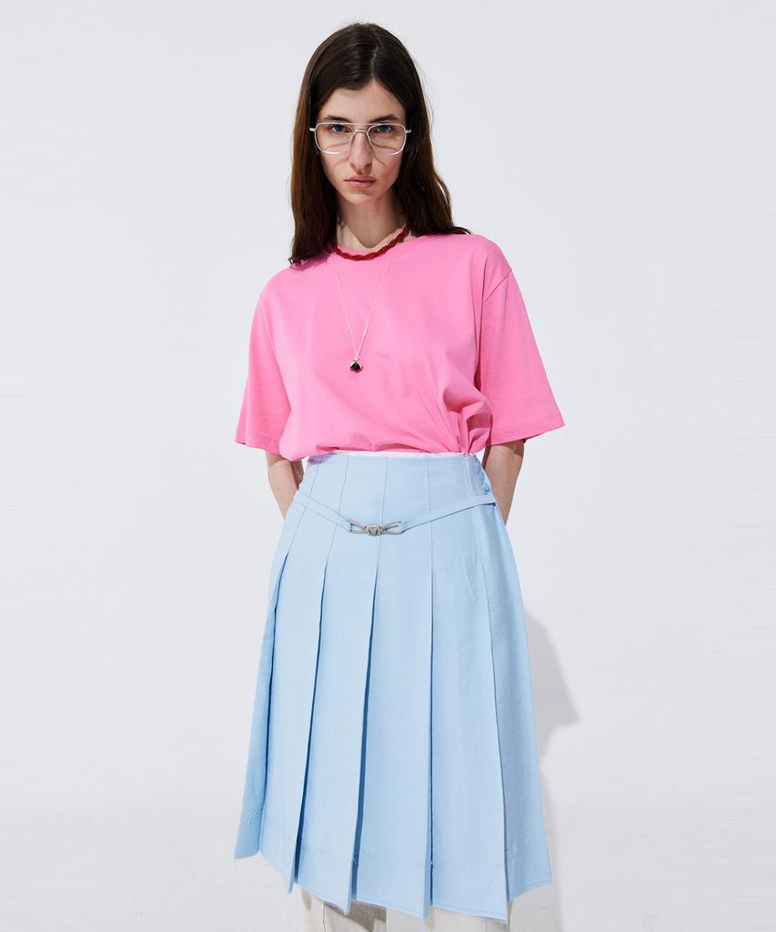 Bundercammer Raw-Cut Pleats Skirt_Light Blue