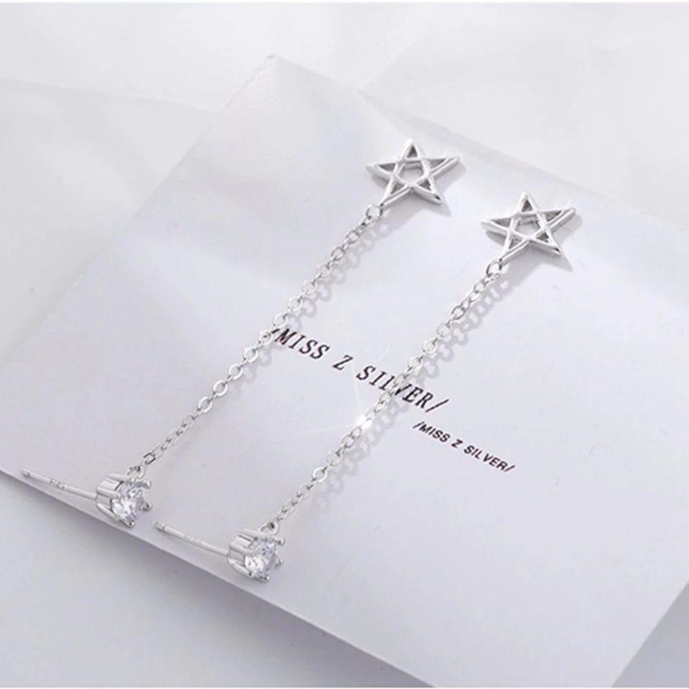 Серьги в форме пятиконечной звезды в корейском стиле для женщин Серьги-гвоздики в форме звезды Серьги-цепочки