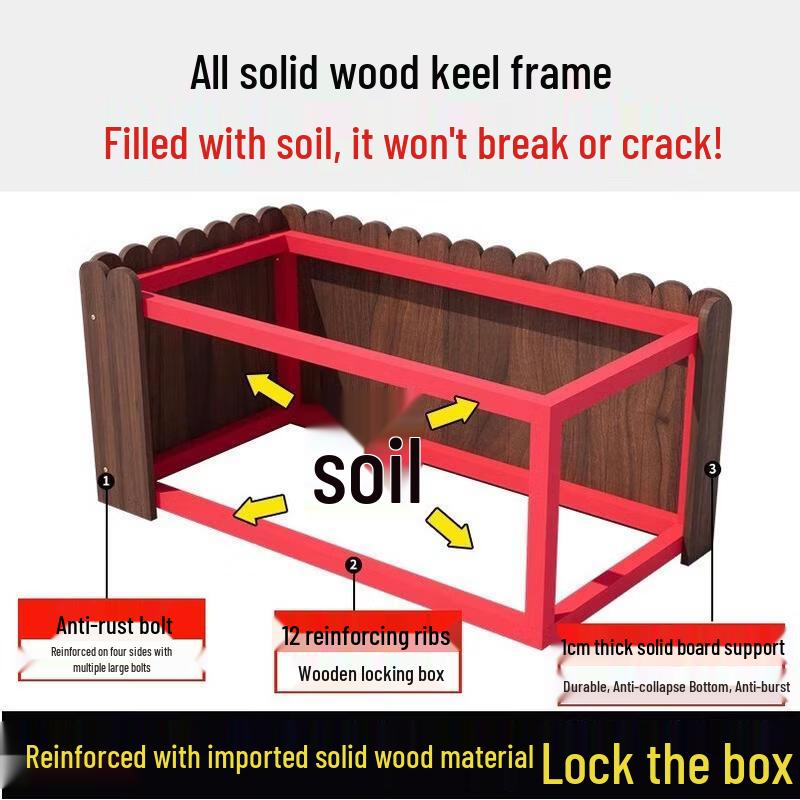 HANDUNYOU Outdoor Anti-Corrosion Solid Wood Planter Box