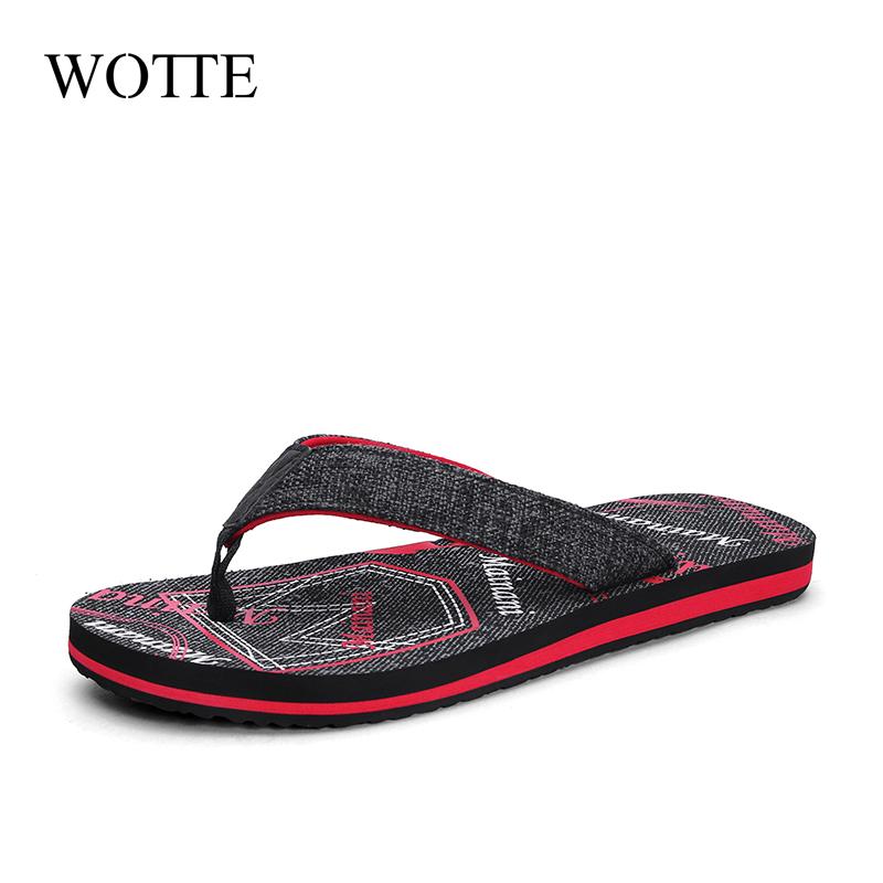 Модные летние мужские шлепанцы WOTTE, модная имитация джинсовой текстуры, повседневные мужские тапочки, удобная пляжная обувь из ЭВА, большой размер 45 zapatos hombre
