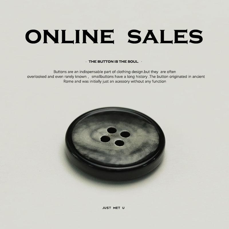 Real Horn Four-Eye Thin Edge Button Classic Suit Button Men'S And Women'S Coat Double-Sided Leather Coat Cardigan Button