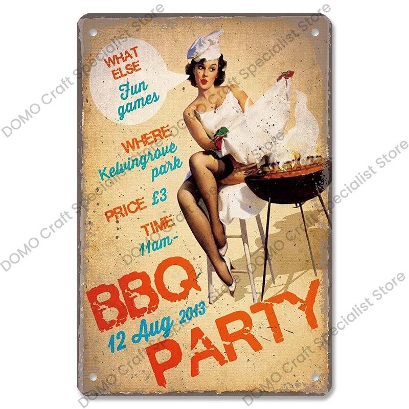 Плакат для вечеринки с барбекю, винтажные металлические жестяные вывески для гриля, ретро-налет, Настенный декор для бара, паба, заднего двора, пляжного дома