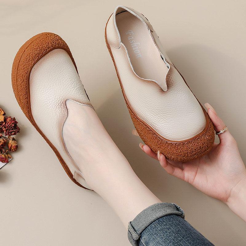 Модные ретро V-образные неглубокие мокасины женские из натуральной кожи осенняя обувь роскошные широкие мокасины женские туфли на толстой подошве