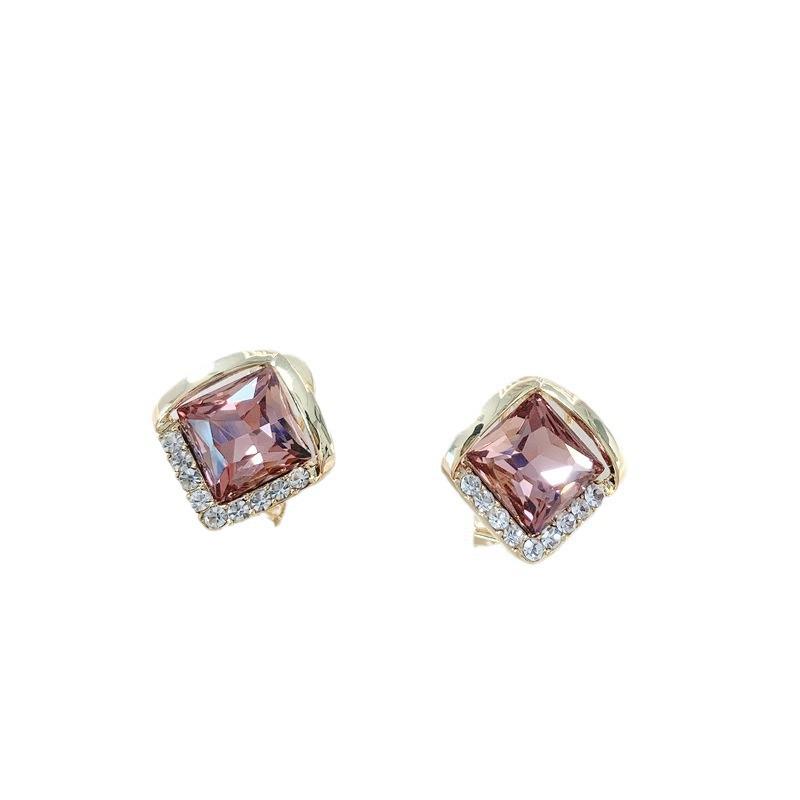 Серьги из стерлингового серебра S925 с фиолетовым кристаллом в форме ромба – Элегантный, универсальный дизайн для женщин