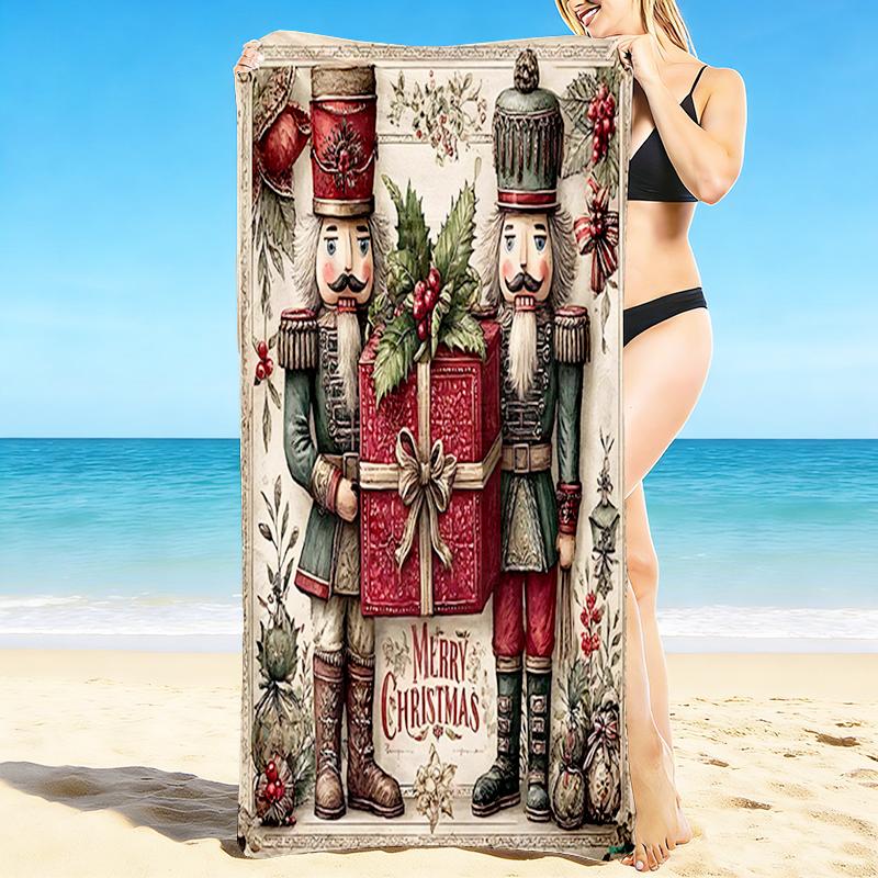 1Pc Christmas Nutcracker Tradition Beach Towel Quick Dry Multiuse For Beach Pool Gym Yoga Home Travel Christmas Halloween Xmas Gift S156
