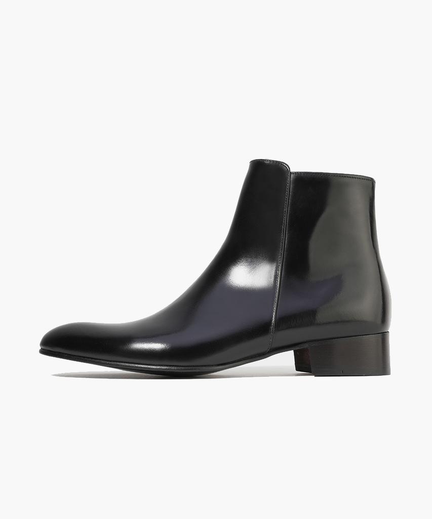Firenze Atelier Slim Shape Minimal Glossy Cowhide Ankle Boots 3333 [Black Box]