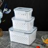 Коробка для домашних продуктов емкостью 850/1750/3300 мл с дренажной корзиной Прозрачная герметичная герметичная пряжка с замком Штабелируемый утолщенный пищевой материал Овощной материал