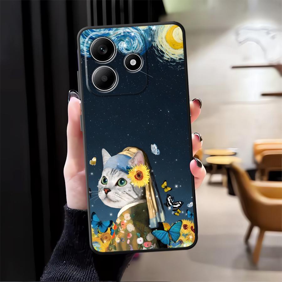 Милый Мультяшный Кот Чехол для Телефона для Xiaomi Redmi Note 14 13 Pro Plus 12C 13C K80 10 12 11 A1 A3 14C A4 A5 9 8 7 A1 A2 K40