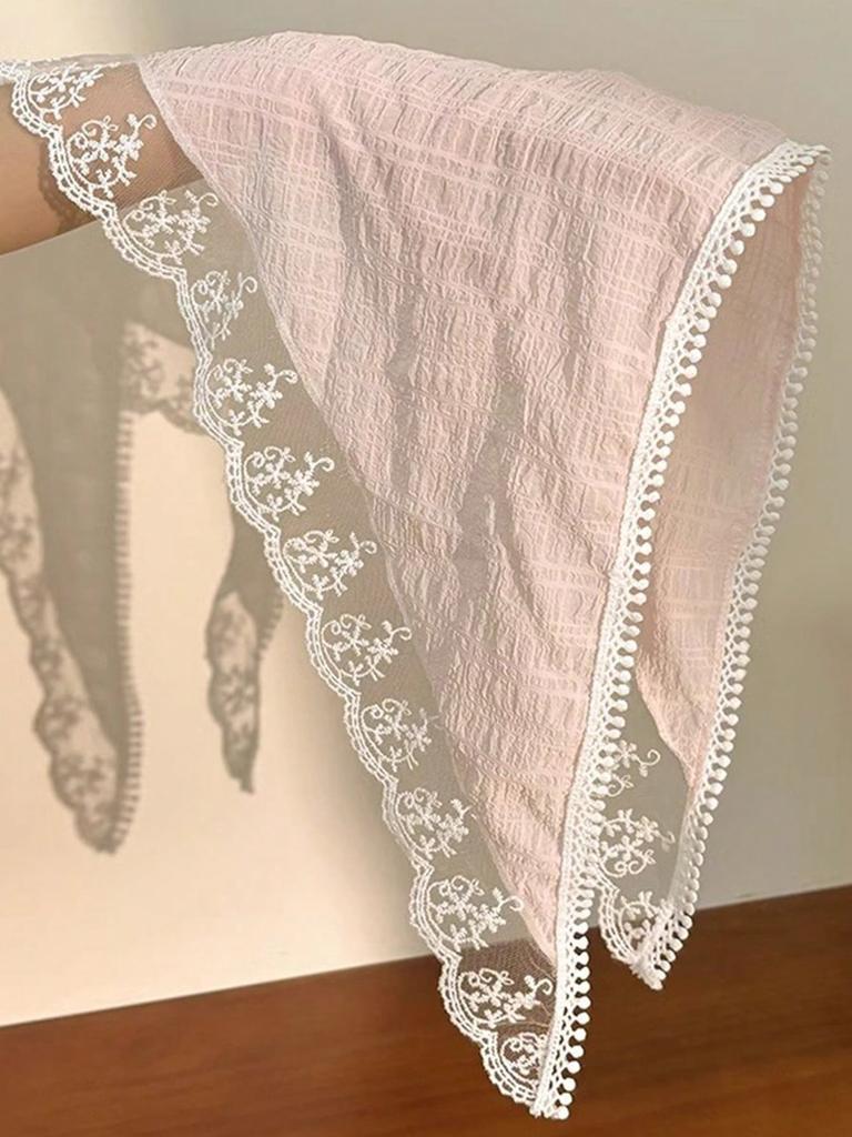 1 Pcs Fashion Pink Lace Flower Bandanas Hair Scarf For Women Girls Party Hair Accessories
