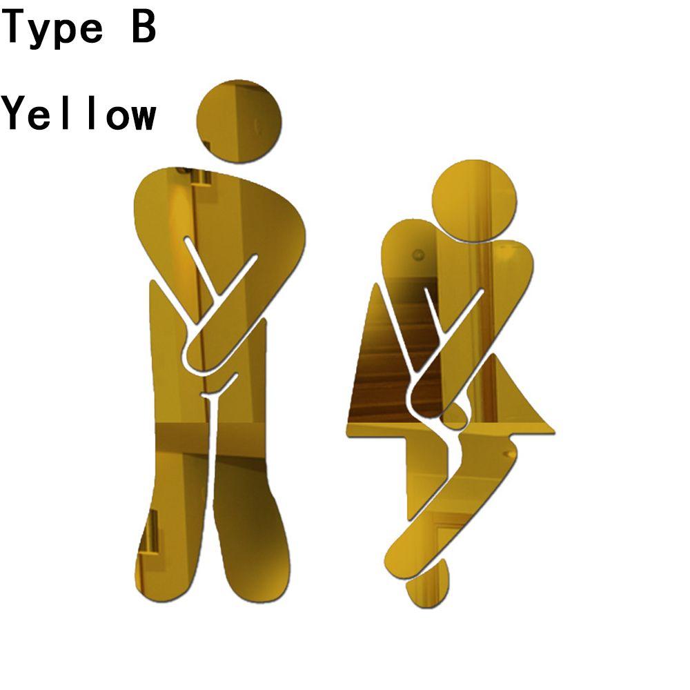 Entrance Bathroom Door Washroom Sign Poster Toilet Wall Stickers Woman & Man Mirror Surface Decal