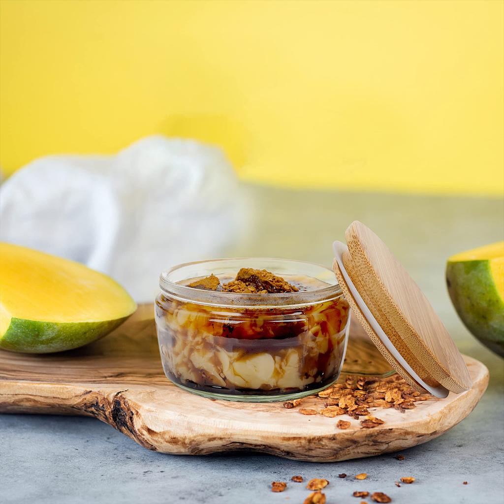 Крышка из бамбука совместима с банками для пудингов, чизкейков, многоразовыми герметичными стеклянными крышками для хранения