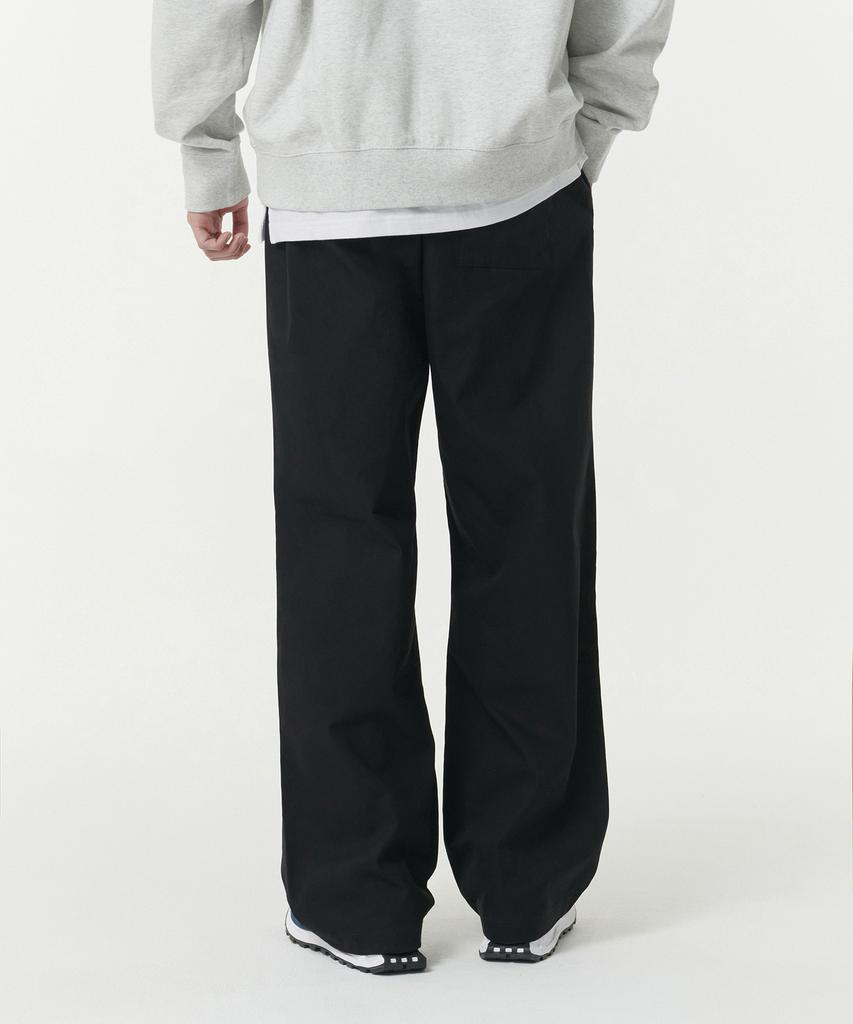 MUSINSA STANDARD Cotton Deep Tuck Wide Elastic Waist Pants [Black]