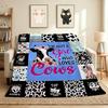 Cow Love Flannel Blanket Throw Blanket Soft Warm Sofa Bed Camping home Decor Unique Christmas Gift C926108