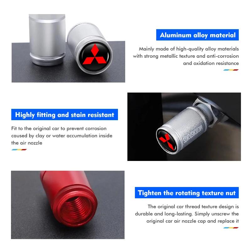 gzbf5 4PCS Car Motorcycle Valve Caps for Mitsubishi All Models Eclipse Cross ASX Mirage Tire Stem Air Cover Universal Accessories