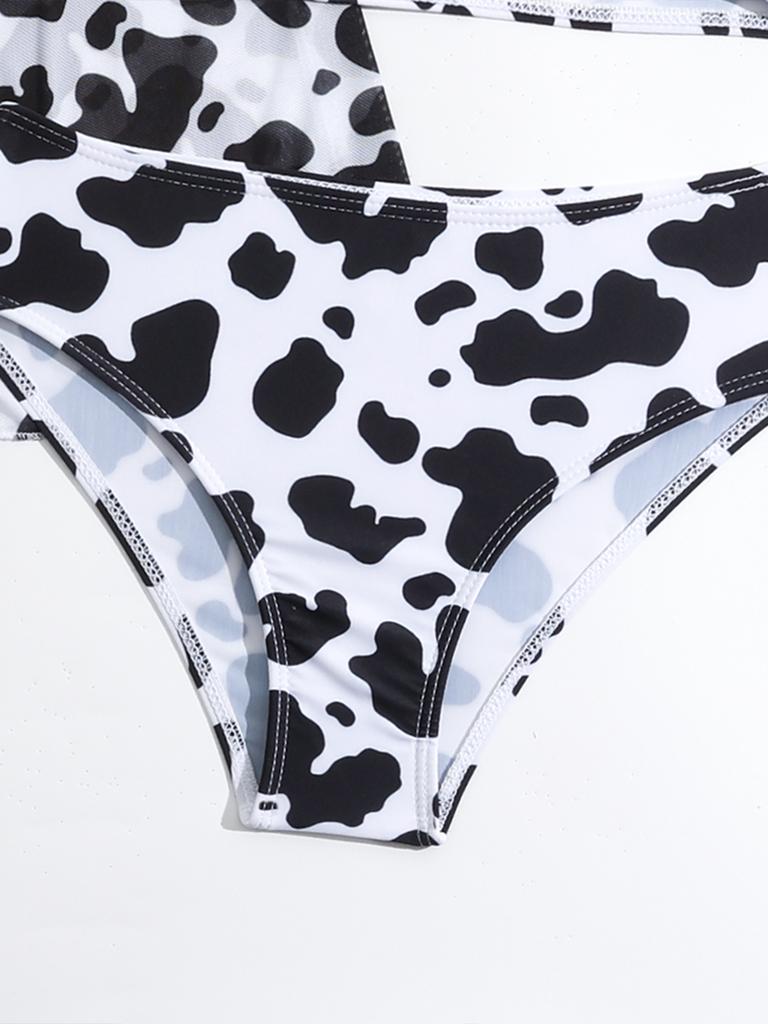 Модный комплект из 3 предметов для девочек, принтованный топ с короткими рукавами, на шнуровке, купальник-накидка, купальный костюм