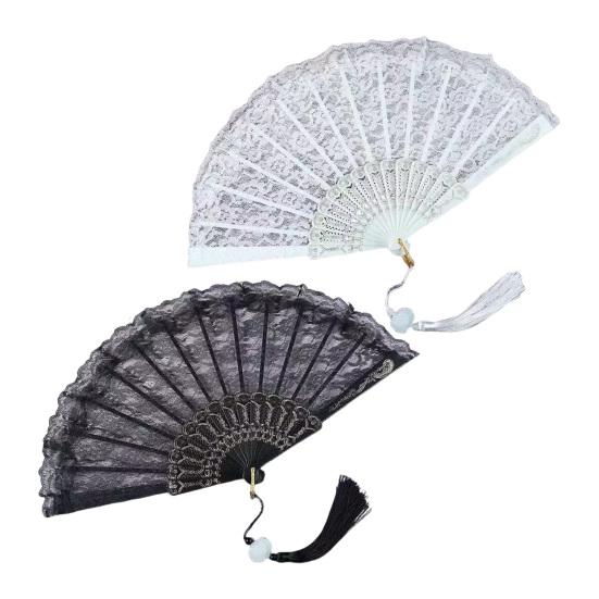 Юшенг Ретро Кружевной Веер Ручной Складной Веер Вышитый Розовый Узор Портативный Китайский Декоративный Веер Реквизит для Фотографии